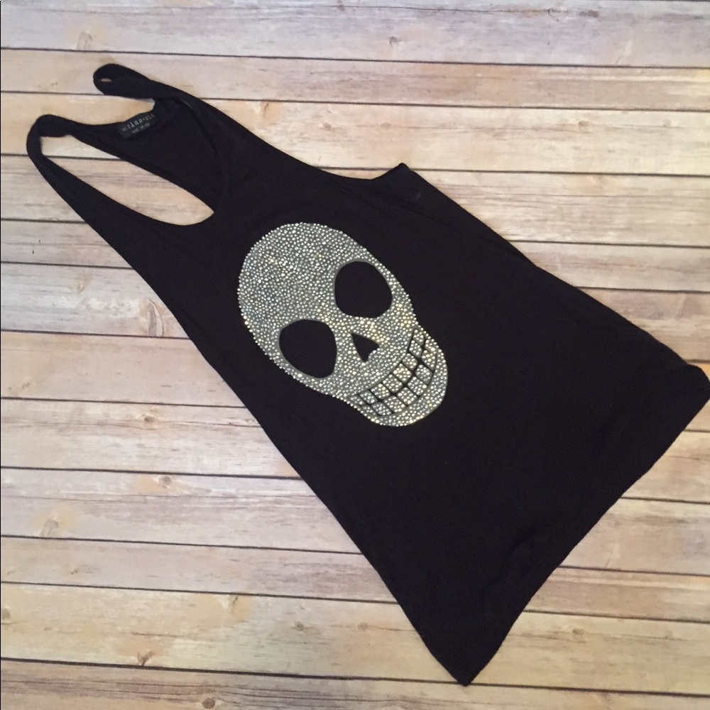 Rhinestone Skull Studded Tank